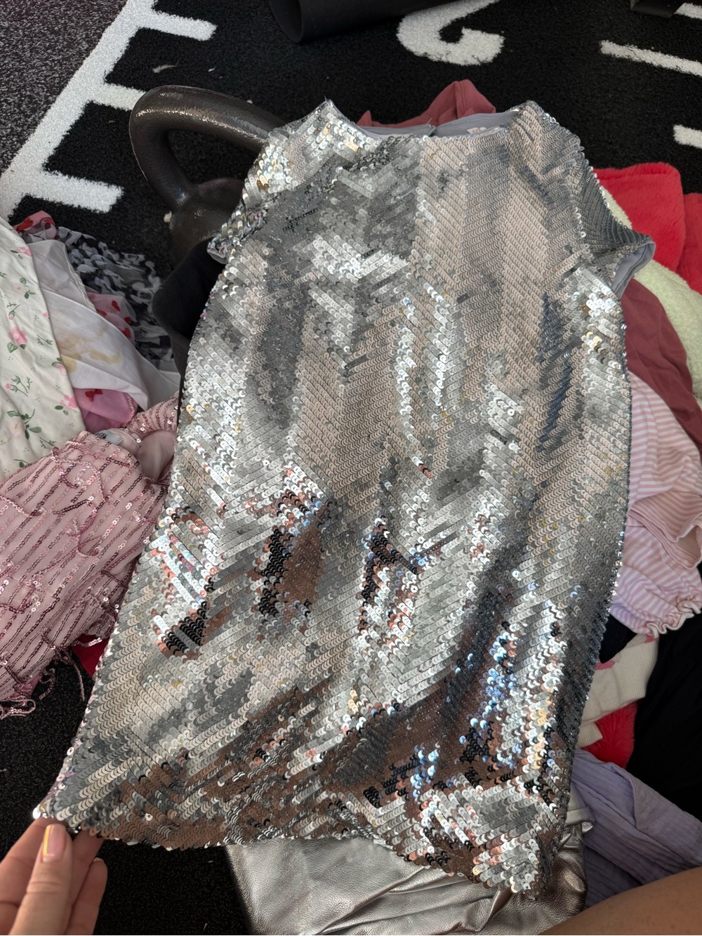 GB girls Silver Sequin Mini Skirt